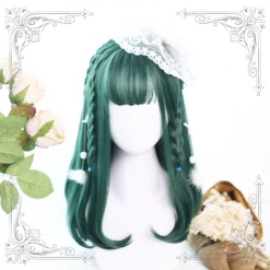 Unzzy Medium Length Green Wig KF82124