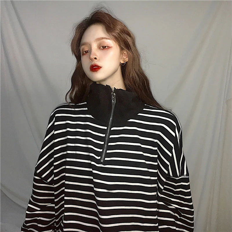 Unzzy Harajuku Striped Sweater KF30402 1 Unzzy Harajuku Striped Sweater KF30402