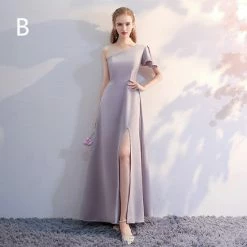 Unzzy HOT SALE Gray Temperament Gown Dress KF80080