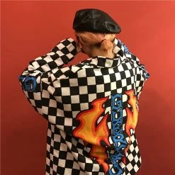 Unzzy Korean Fashion Couple Flame Shirt Coat KF2237