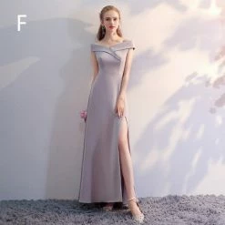 Unzzy HOT SALE Gray Temperament Gown Dress KF80080