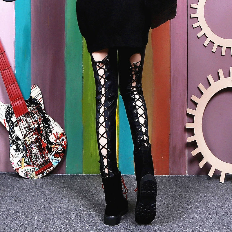 Unzzy HOT SALE Punk Strap Leather Pants KF9312 1 Unzzy HOT SALE Punk Strap Leather Pants KF9312