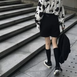 Unzzy Cow Print Shirt + Black Shorts KF30372