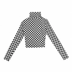 Unzzy High Collar Plaid Long-sleeved T-shirt KF20067 27 Unzzy High Collar Plaid Long-sleeved T-shirt KF20067