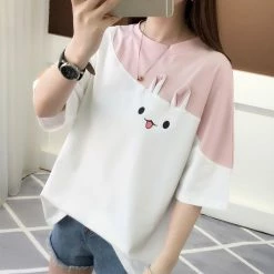 Unzzy HOT SALE Cute Rabbit Loose T-shirt KF50142 9 Unzzy HOT SALE Cute Rabbit Loose T-shirt KF50142