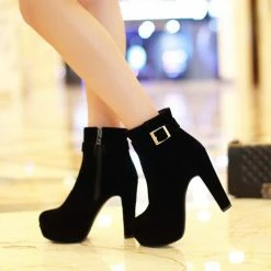 Unzzy HOT SALE Chic Zipper Heels KF90079