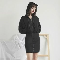 Unzzy Cat Hooded Sweater Dress KF24026 8 Unzzy Cat Hooded Sweater Dress KF24026