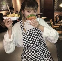 Unzzy Black And White Plaid Strap Jumpsuit KF80074 HOT SALE