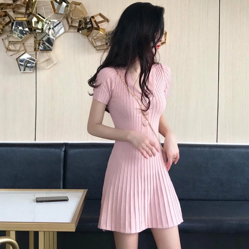 Unzzy V-neck Knit Dress KF50110 3 Unzzy V-neck Knit Dress KF50110