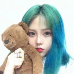 Unzzy GREEN GRADIENT BLUE WIG KF40377