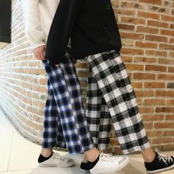 Unzzy Korean Lattice Wide Leg Pants KF50114 21 Unzzy Korean Lattice Wide Leg Pants KF50114