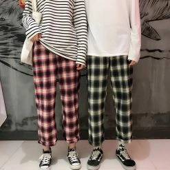 Unzzy Korean Lattice Wide Leg Pants KF50114 20 Unzzy Korean Lattice Wide Leg Pants KF50114