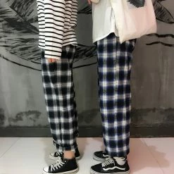 Unzzy Korean Lattice Wide Leg Pants KF50114 22 Unzzy Korean Lattice Wide Leg Pants KF50114