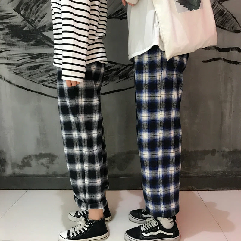 Unzzy Korean Lattice Wide Leg Pants KF50114 10 Unzzy Korean Lattice Wide Leg Pants KF50114