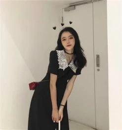 Unzzy Black Retro Skirt KF2350