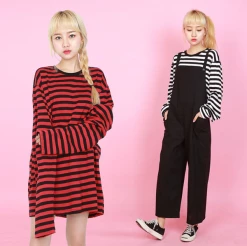 Unzzy Vintage Striped Long Sleeve Top KF9236