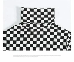 Unzzy High Collar Plaid Long-sleeved T-shirt KF20067 28 Unzzy High Collar Plaid Long-sleeved T-shirt KF20067