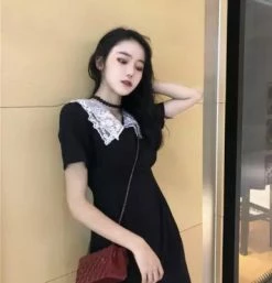 Unzzy Black Retro Skirt KF2350