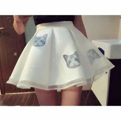Unzzy Cute Cat Sister T -Shirt And Skirt Set KF26010