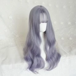 Unzzy HOT SALE Grey And Purple Long Curly Wig KF82039
