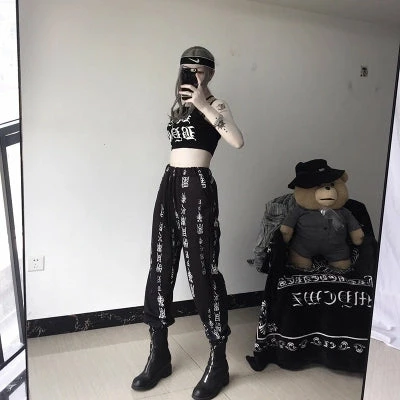 Unzzy HOT SALE Text Printing Casual Pants KF80069 3 Unzzy HOT SALE Text Printing Casual Pants KF80069