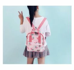 Unzzy Pink Cute Strawberry Backpack KF50112 7 Unzzy Pink Cute Strawberry Backpack KF50112