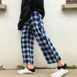 Unzzy Korean Lattice Wide Leg Pants KF50114 23 Unzzy Korean Lattice Wide Leg Pants KF50114