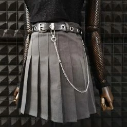 Unzzy Vintage Belt Pleated Skirt + Belt KF2245 HOT SALE