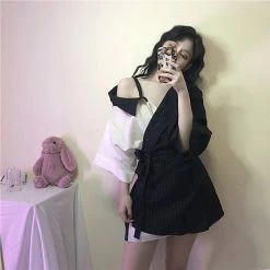 Unzzy HOT SALE Fashion Black And White Shirt KF90037