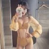 Unzzy HOT SALE Yellow One-piece Swimsuit KF90487