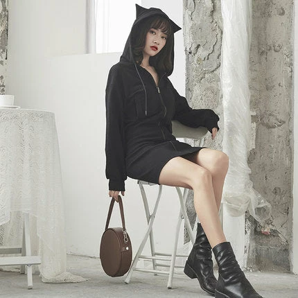 Unzzy Cat Hooded Sweater Dress KF24026 3 Unzzy Cat Hooded Sweater Dress KF24026