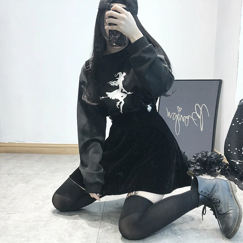 Unzzy HOT SALE Harajuku Black Strap Dress KF90579 5 Unzzy HOT SALE Harajuku Black Strap Dress KF90579