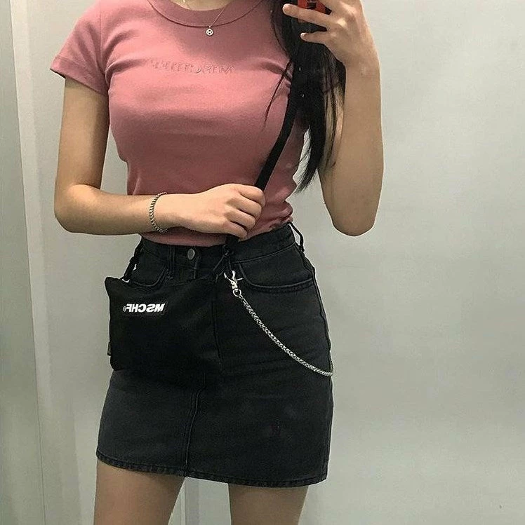 Unzzy Ulzzang Black Crossbody Bag KF81280 3 Unzzy Ulzzang Black Crossbody Bag KF81280