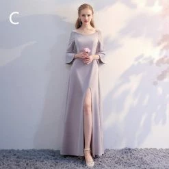 Unzzy HOT SALE Gray Temperament Gown Dress KF80080