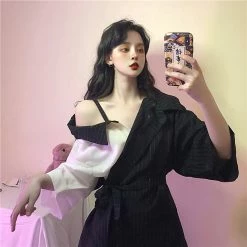 Unzzy HOT SALE Fashion Black And White Shirt KF90037