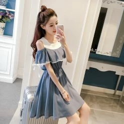 Unzzy Off-the-shoulder Ruffled Dress KF50044 HOT SALE