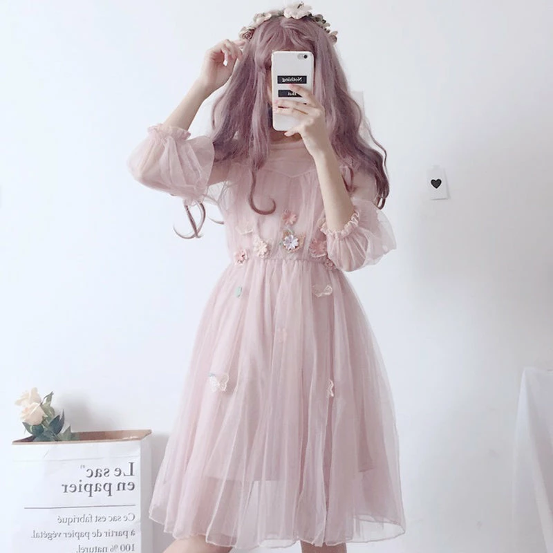 Unzzy HOT SALE Flower Mesh Dress KF9404 5 Unzzy HOT SALE Flower Mesh Dress KF9404