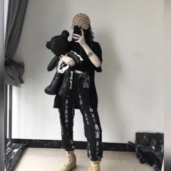 Unzzy HOT SALE Text Printing Casual Pants KF80069 11 Unzzy HOT SALE Text Printing Casual Pants KF80069