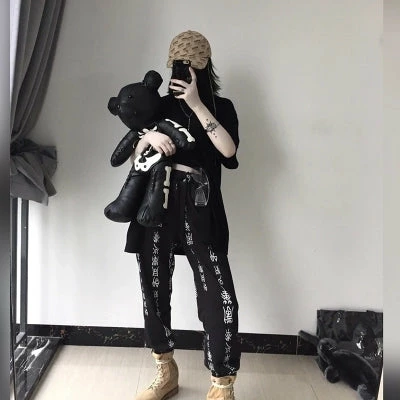 Unzzy HOT SALE Text Printing Casual Pants KF80069 5 Unzzy HOT SALE Text Printing Casual Pants KF80069