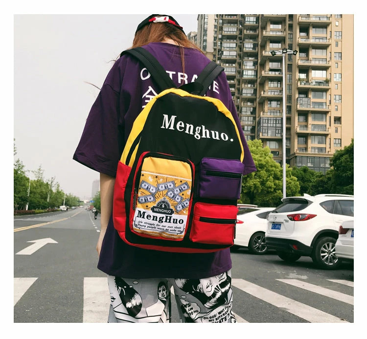 Unzzy Bags/Backpack Menghuo Hip Hop Backpack KF50126 3 Unzzy Bags/Backpack Menghuo Hip Hop Backpack KF50126