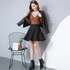 Unzzy High Waist Pleated Skirt KF24103 HOT SALE