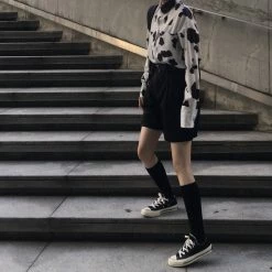 Unzzy Cow Print Shirt + Black Shorts KF30372