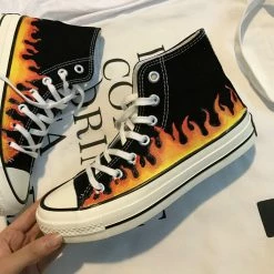 Unzzy HOT SALE Flame Canvas Shoes KF9223