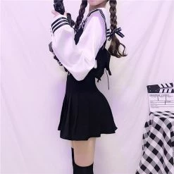 Unzzy HOT SALE Chic Shirt + Strap Skirt KF9354