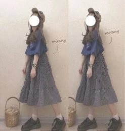 Unzzy HOT SALE Retro Black Skirt KF21602