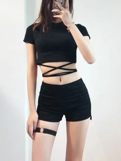 Unzzy HOT SALE Punk High Waist Shorts KF81013