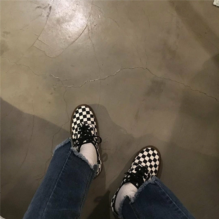 Unzzy Black And White Plaid Canvas Shoes KF90553 HOT SALE 4 Unzzy Black And White Plaid Canvas Shoes KF90553 HOT SALE