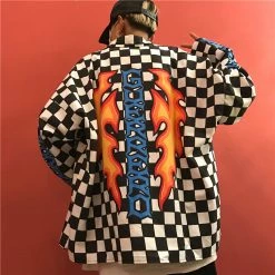 Unzzy Korean Fashion Couple Flame Shirt Coat KF2237