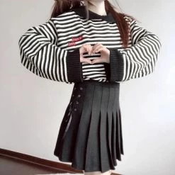 Unzzy Jk Uniform High Waist Skirt KF24046 HOT SALE
