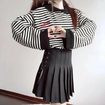 Unzzy Jk Uniform High Waist Skirt KF24046 HOT SALE 2 Unzzy Jk Uniform High Waist Skirt KF24046 HOT SALE